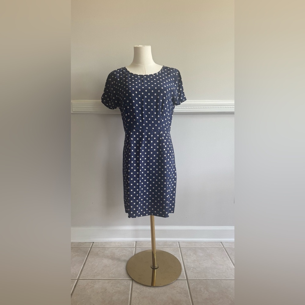 Madewell Navy and White Polka Dot Mini Dress